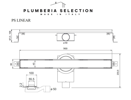 Душевой трап PLUMBERIA SELECTION PSL LINEAR PSL90NO фото 9