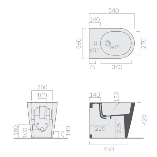 Биде напольное Galassia CORE 7352 фото 2