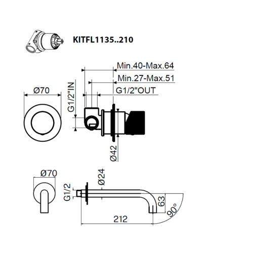 Комплект смесителя для раковины Plumberia Selection FILA KITFL1135OR210 фото 2
