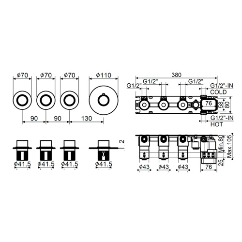 Комплект смесителя для душа Plumberia Selection Modular IXO KITXMT1803CS фото 2