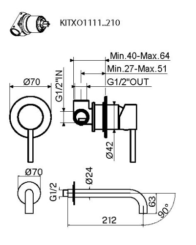 Комплект смесителя для раковины Plumberia Selection KITXO1135NO210 фото 2