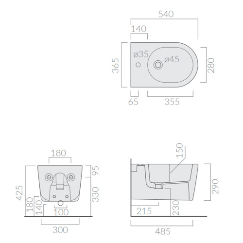Биде подвесное Galassia CORE 7354SA фото 2