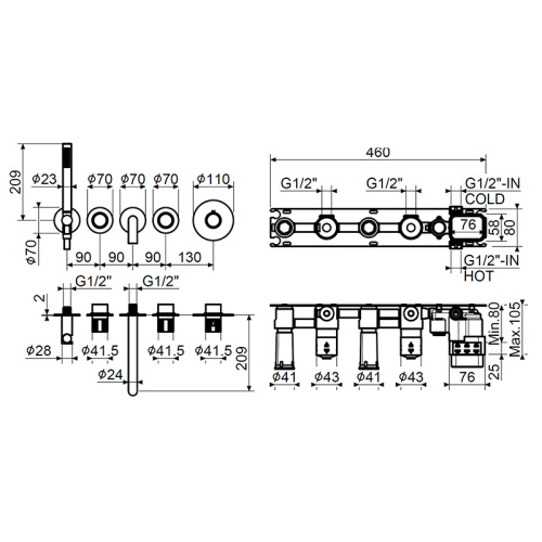 Комплект смесителя для душа Plumberia Selection Modular IXO KITXMT1800CS фото 2