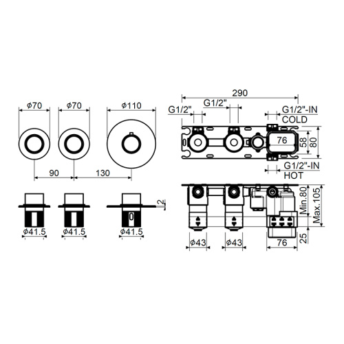 Комплект смесителя для душа Plumberia Selection Modular IXO KITXMT1802CS фото 2