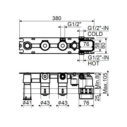 Встраиваемая часть смесителя  Plumberia Selection Modular IXO XMT001 фото 2