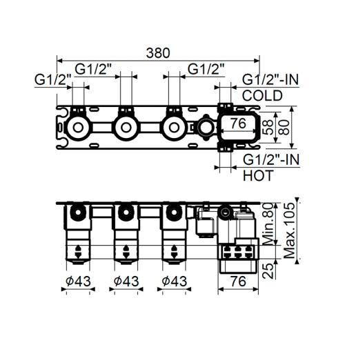 Встраиваемая часть смесителя  Plumberia Selection Modular IXO XMT003 фото 2
