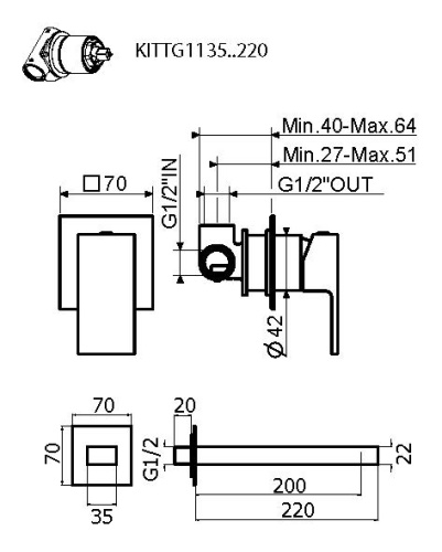 Комплект смесителя для раковины Plumberia Selection KITTG1135CR220 фото 2