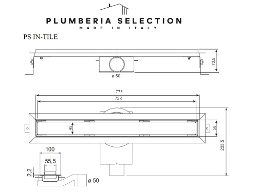 Душевой трап PLUMBERIA SELECTION PST IN-TILE PST80OR фото 9