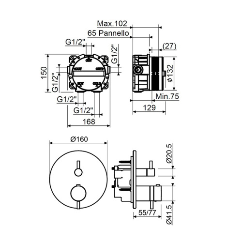 Комплект смесителя для душа с коаксиальным термостатом Plumberia Selection KITPSB1802NO фото 2