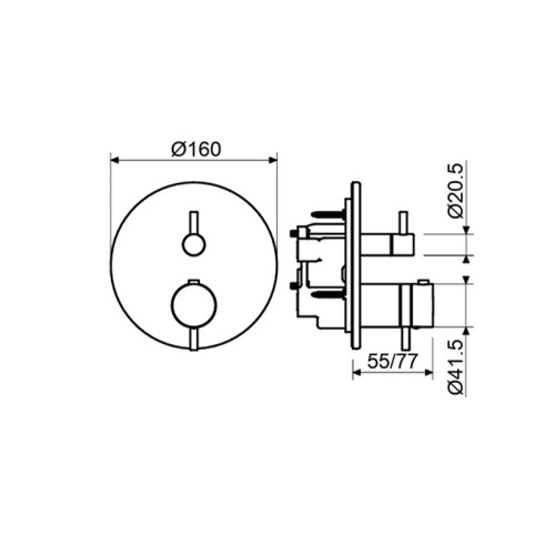Внешняя часть встраиваемого коаксиального термостатического смесителя для душа Plumberia Selection PSB1802CR фото 2
