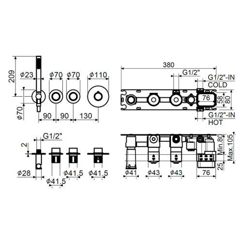 Комплект смесителя для душа Plumberia Selection Modular IXO KITXMT1801CS фото 2