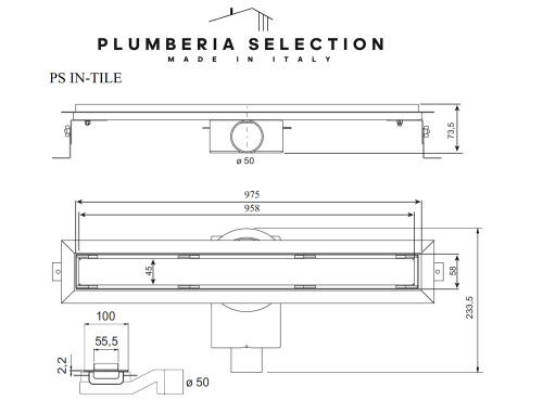 Душевой трап PLUMBERIA SELECTION PST IN-TILE PST100MT фото 9